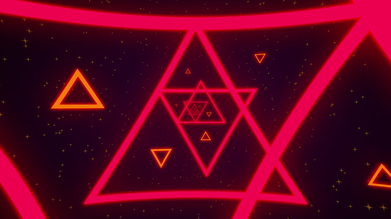 Abstract triangle background, Neon light loop animated