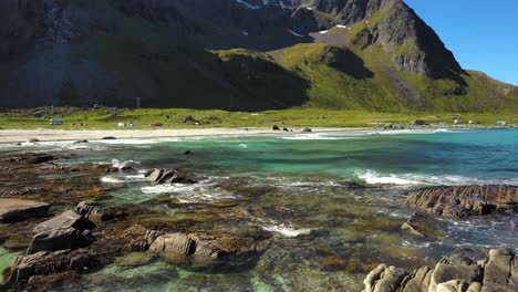 Beach-Lofoten-islands-is-an-archipelago-in-the-county-of-Nordland,-Norway.