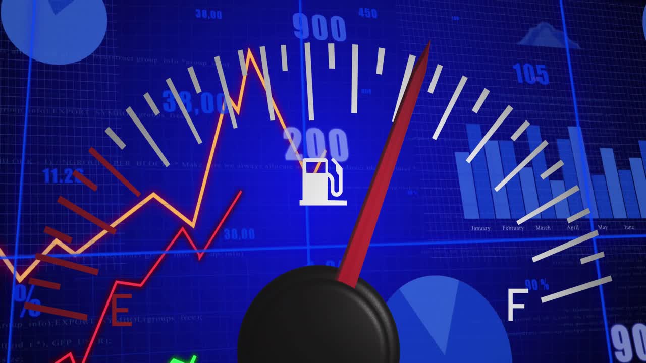 자동차 패널 위의 데이터 처리의 애니메이션