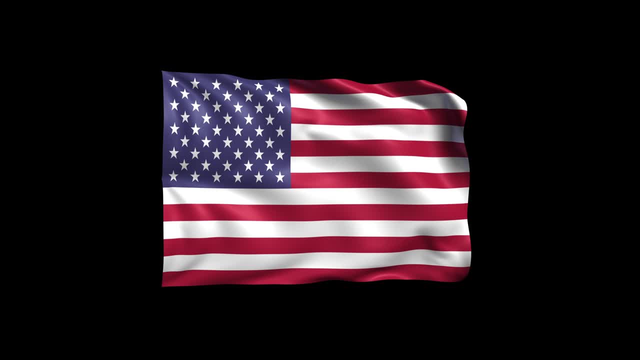 agitando la bandera estadounidense con el poste aislado en un fondo transparente