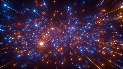 abstract creative cosmic background. hyper jump into another galaxy. speed of light, neon glowing rays in motion. beautiful fireworks, colorful explosion, big bang. moving through stars. seamless loop