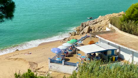 calella de mar beach in barcelona province spain beach bar