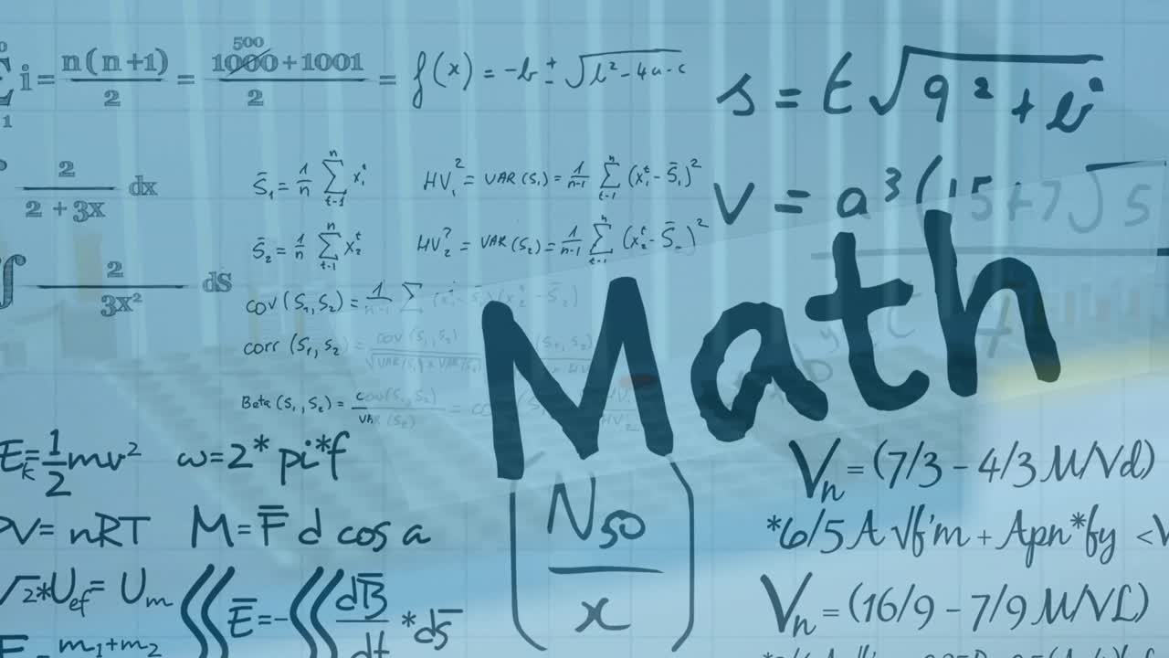 Animation of mathematical equations over math text and lab