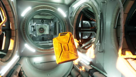 old fuel canister floating in internation space station