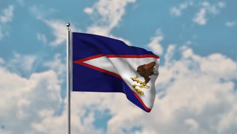 bandera de samoa americana ondeando en el cielo azul video realista 4k