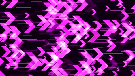 seamless loop, abstract dark purple digital background with pink arrow wave particles, sparkling light runs horizontally and the area has a depth of particle field.