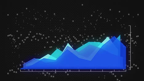 animación del procesamiento de datos estadísticos sobre partículas blancas que giran contra un fondo negro.