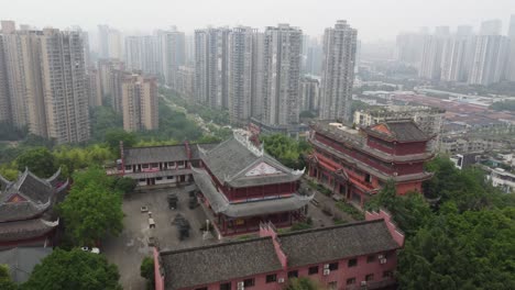 Drones-fly-over-a-temple-in-the-city