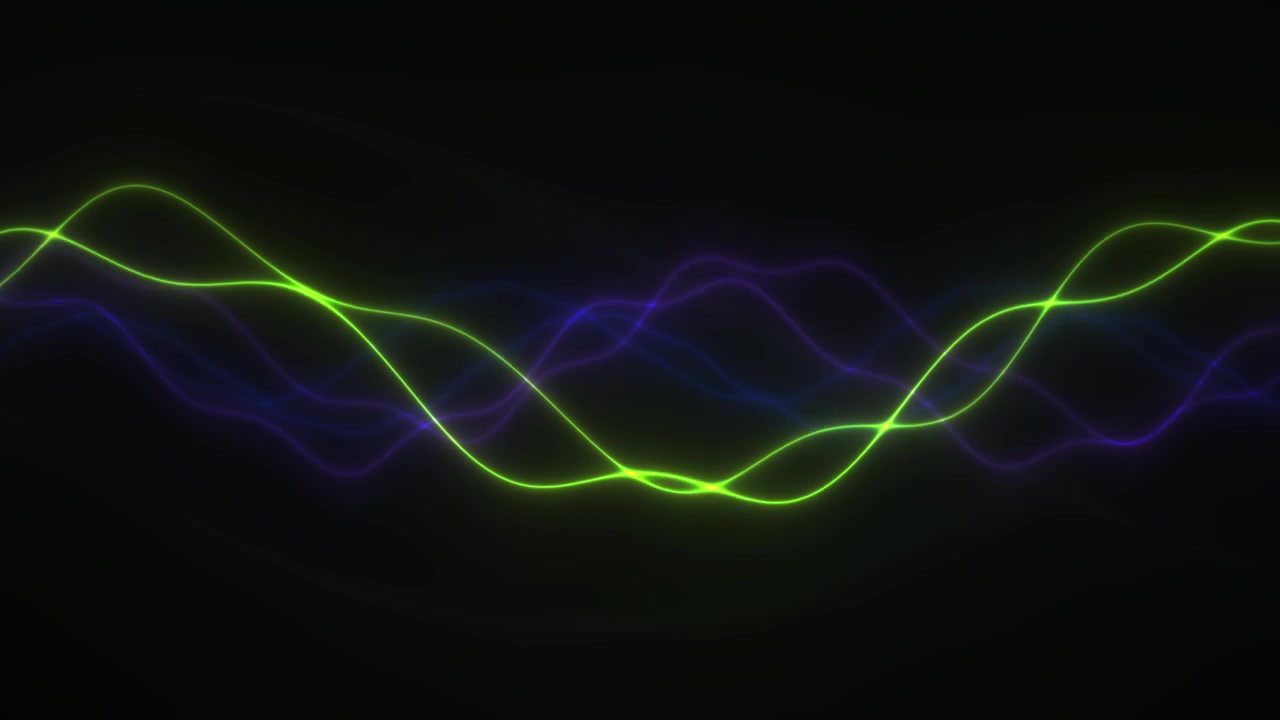 Abstract Neon Green and Purple Sound Wave Animation