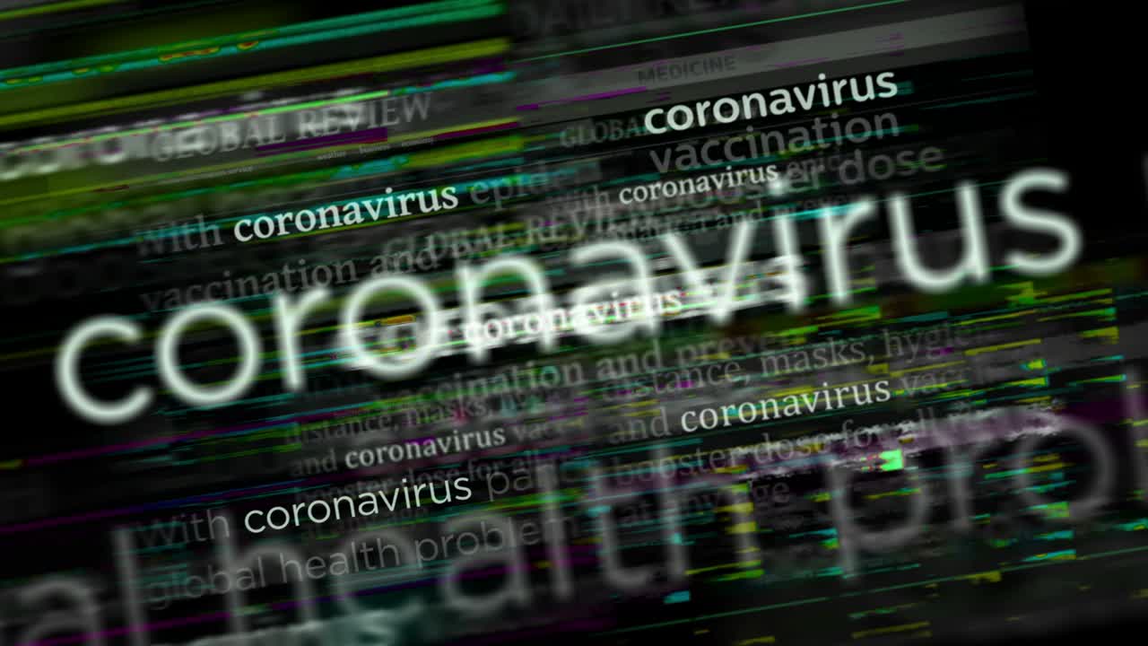 Titoli dei media sull'epidemia di coronavirus COVID, animazione in loop senza interruzioni.