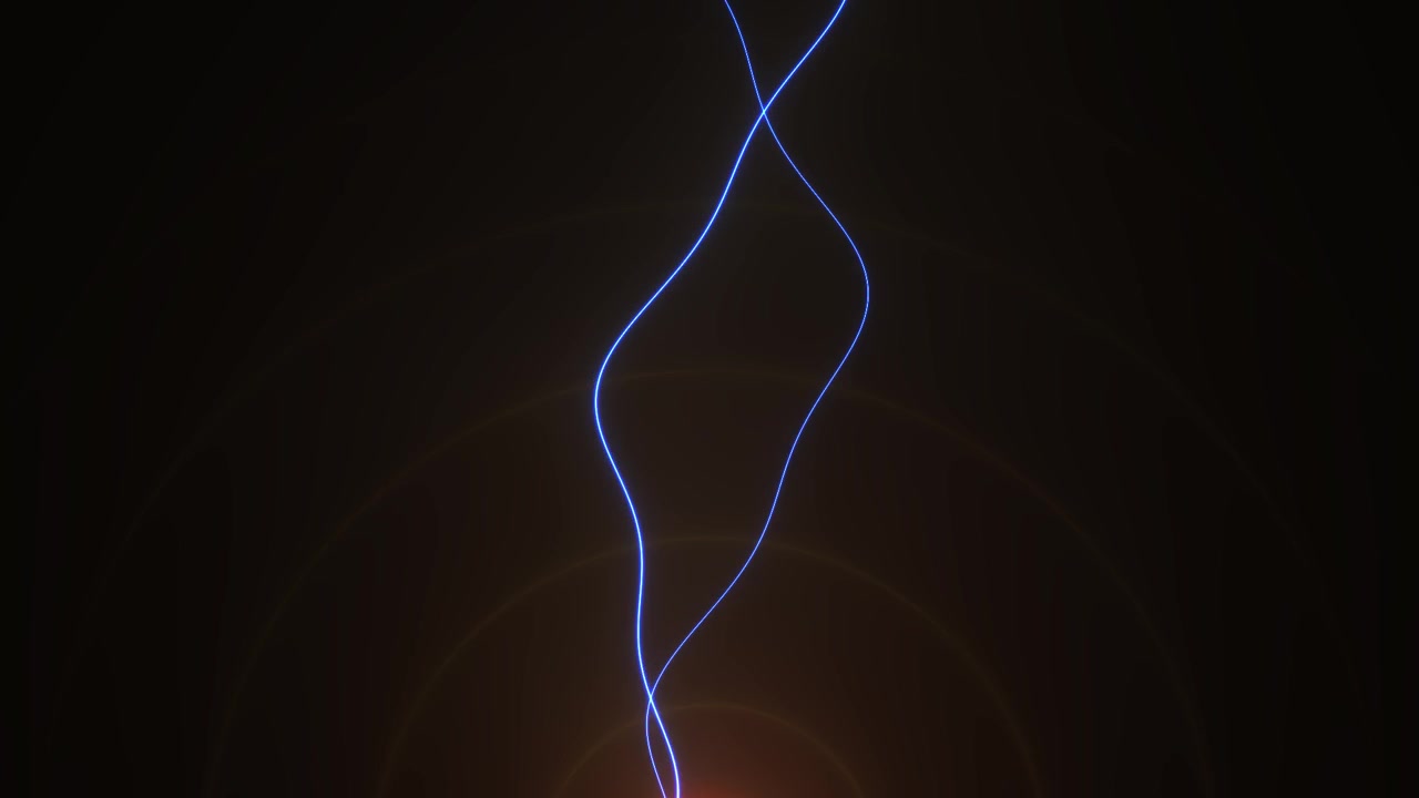 Abstract Animation of Pulsing Blue Light Waves and Glowing Energy Bursts