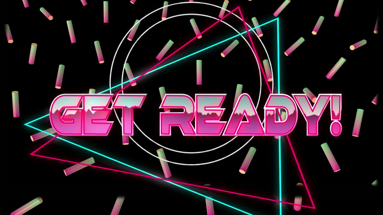 黒い背景の幾何学的形状とカラフルなローラーを用意するアニメーション