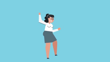 flat graphic design business woman character happy jumping isolated loop animation