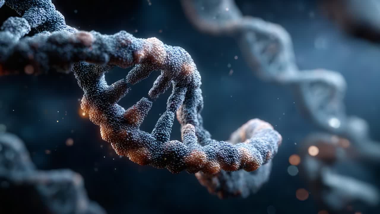 Intricate Close-Up of DNA Structure Showcasing Molecular Complexity and Genetic Information Transmission in a Stunningly Detailed Visualization