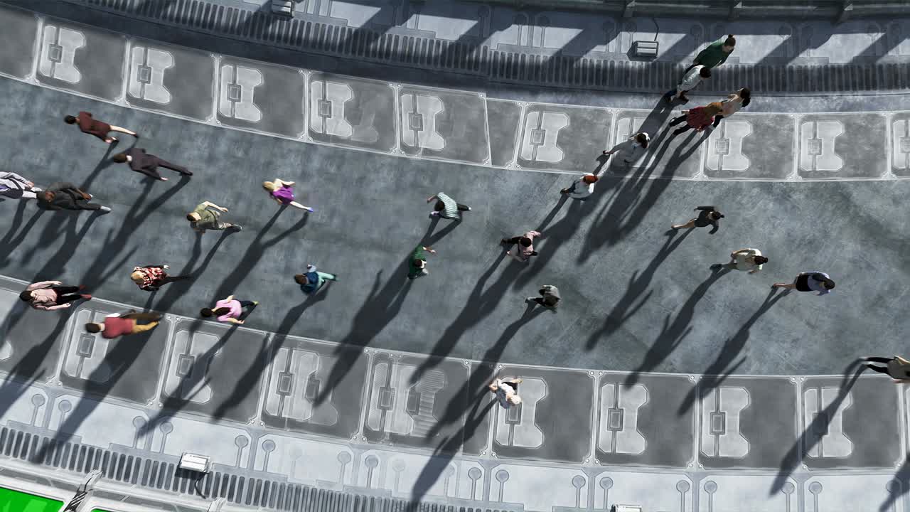 3d people in sci-fi tunnel: 교통, 미래의 개념, 그린 스크린 영상, 현실적인 4k 애니메이션