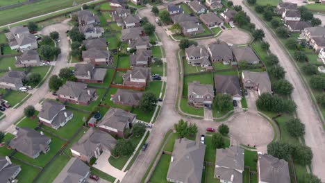 aerial of middle class suburban neighborhood just outside of houston, texas