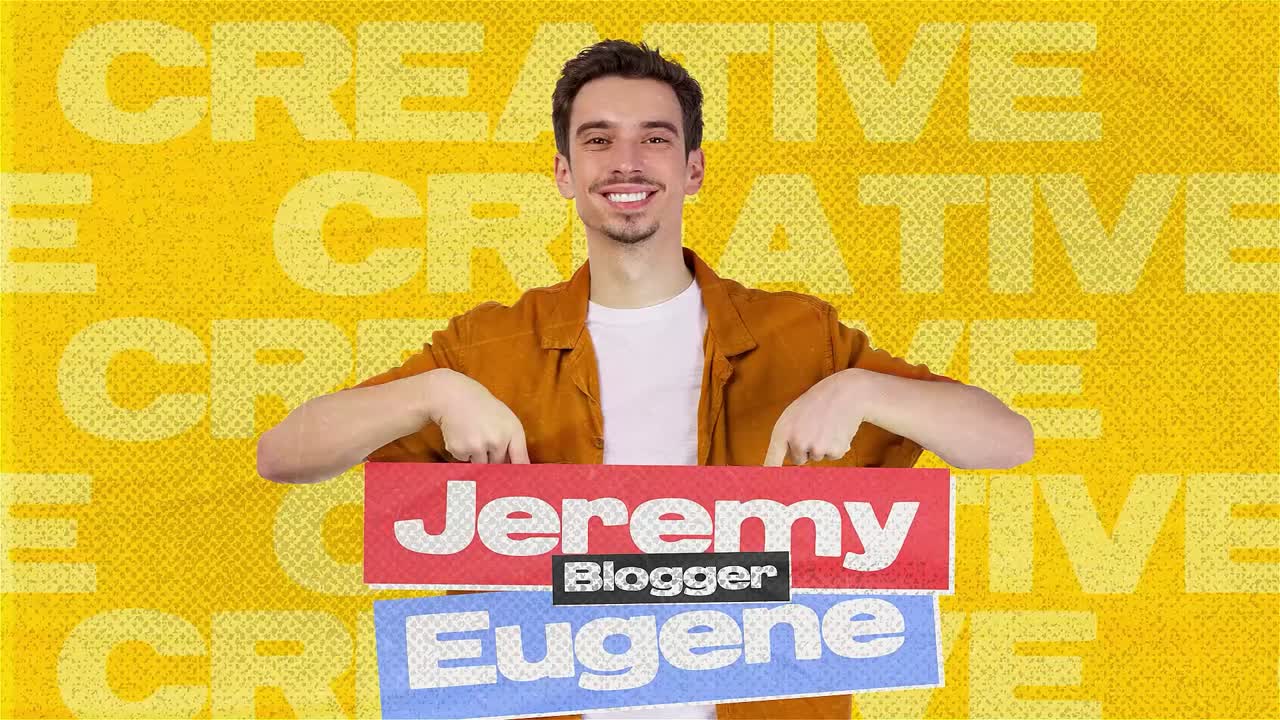 Intro promozionale creativo per influencer con tipografia audace e uno stile vivace da social media. Perfetto per creator di YouTube, influencer, personal branding, promo di tendenza e intro dinamiche per creatori di contenuti.