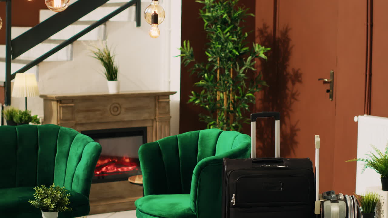 현대적인 빈 라운지 공간과 수하물