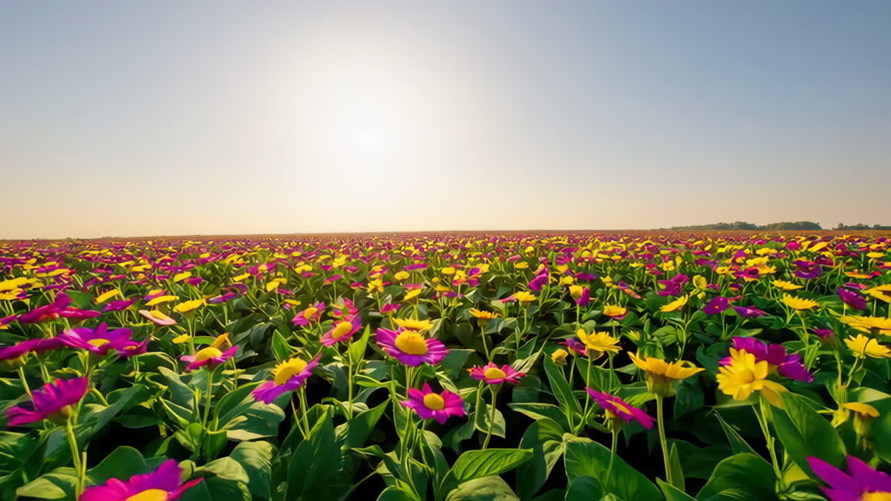 Colorful Flower Field at Sunrise/Sunset