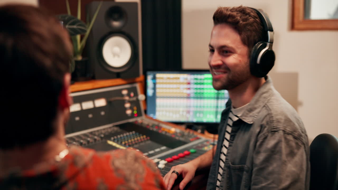 People working in a music studio