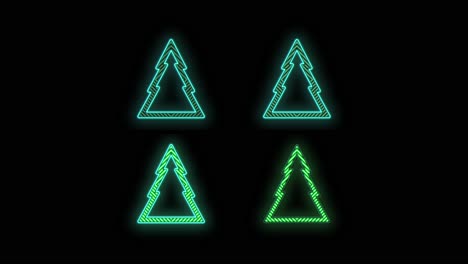 green christmas trees pattern with neon light