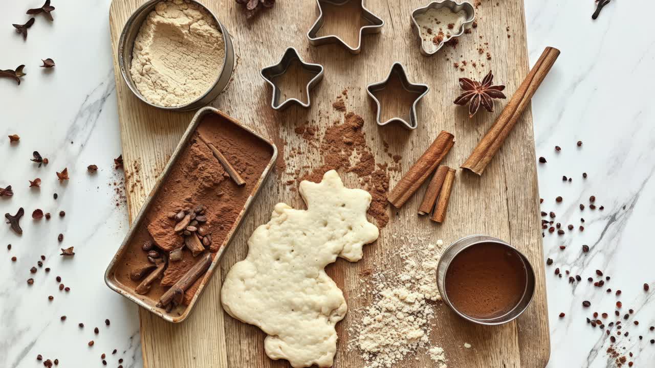 ingredientes para hornear galletas de navidad y listas para hacer galletas