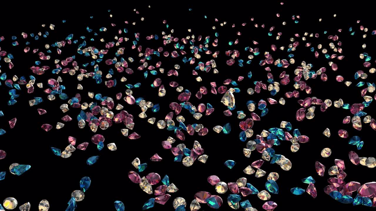 투명한 배경에 떨어지는 분홍색, 노란색 및 파란색 토파스