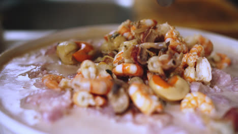 Close-up-of-Shrimp-placed-inside-a-ceviche-fish-Peruvian-food