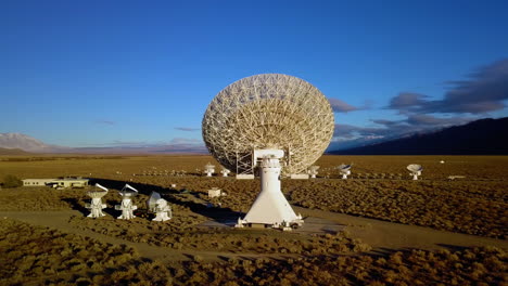 aerial view frequency diversity arrays, transmitting pulse signals to space - circling, drone shot