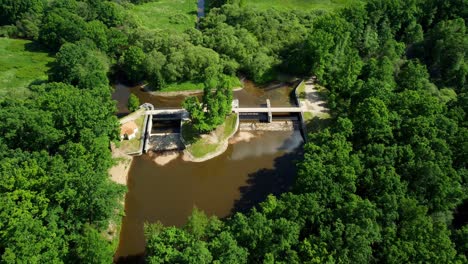 aerial view of the modern watershed of several rivers in a unesco protected area near trebon