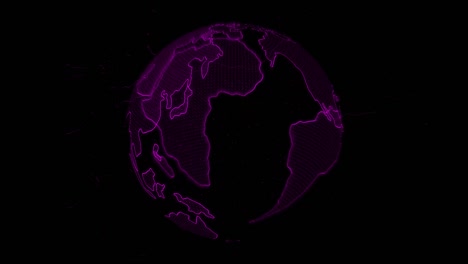 planeta tierra en bucle - 4k globo digital abstracto - conexiones globales con puntos de conexión - futurista alta tecnología bucle planeta - tierra conectada - red tecnológica y tierra digital 4k - color rosa
