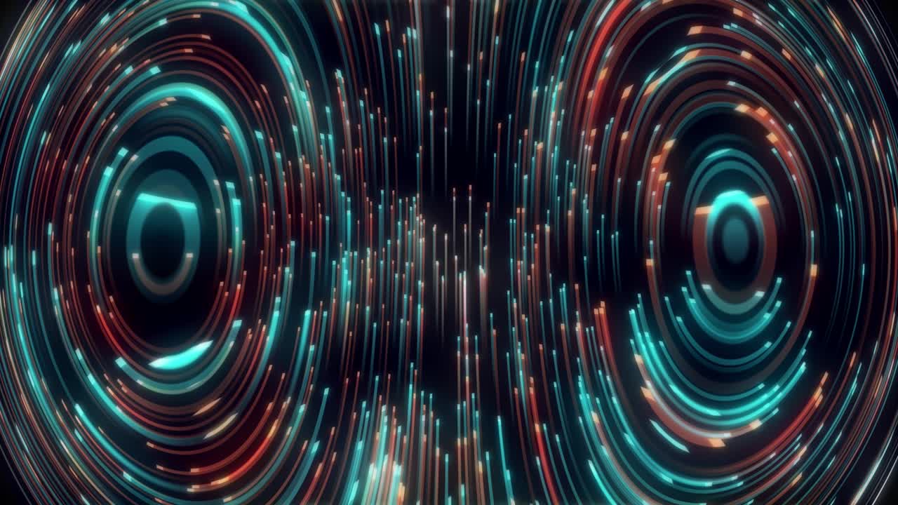 Orange and light green rays flow in circles. Animation of abstract graphics. A background of imagination and creativity.