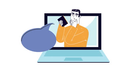 hombre de negocios en animación de personajes de portátiles