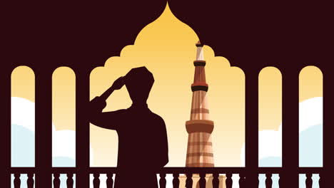 celebración del día de la independencia de la india con silueta de un hombre