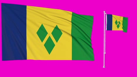 pantalla verde ondeando la bandera o el asta de san vicente y las granadinas