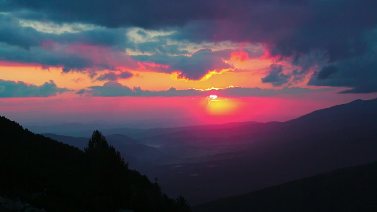 Colorful sunrise in the Rila mountains