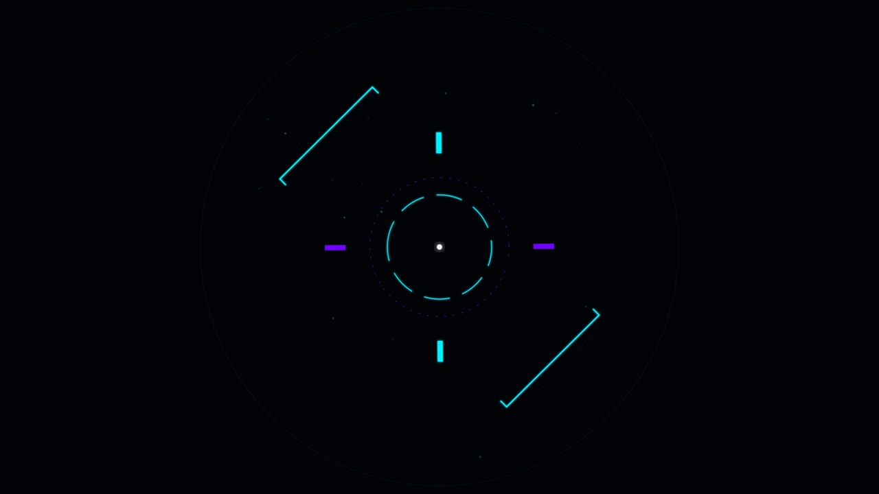 Futuristic Digital HUD Interface Rotating on Dark Background