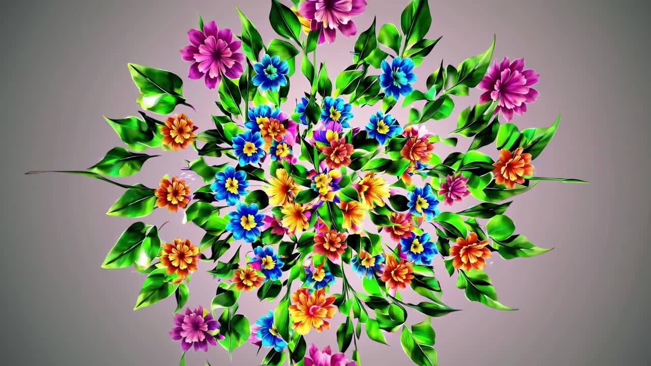Top-down view of vibrant, symmetrical floral arrangement