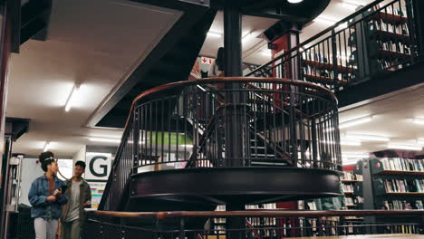 spiral staircase in a library