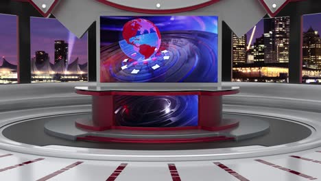 el bucle de fondo del estudio de noticias virtual en 3d