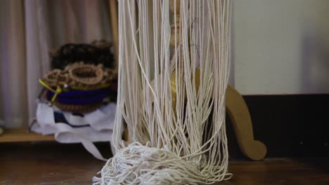 close-up of macrame crafting and patterns