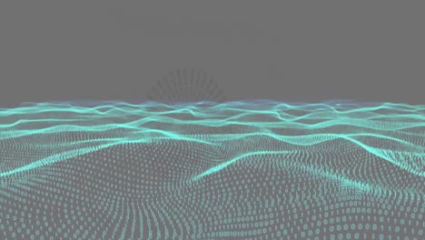 animación de un mar digital de codificación binaria en movimiento