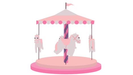 carousel with horses. animation of carousel rides. cartoon