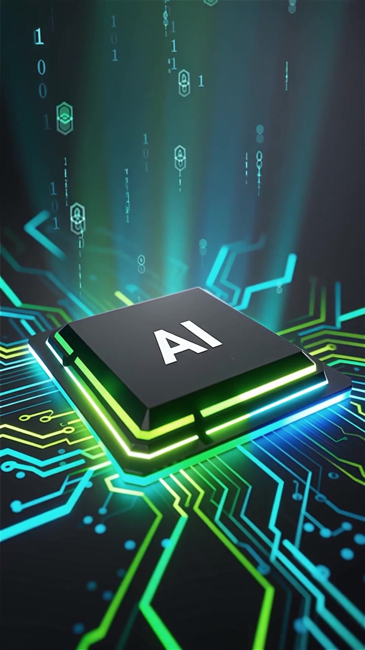 Futuristic AI Chip Motherboard Technology Background