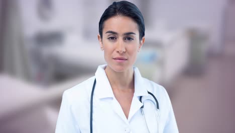 animation of caucasian female doctor over blue ribbon