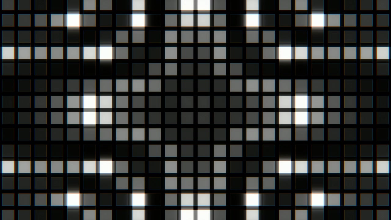 Symmetrical Grid of Glowing White and Dark Gray Tiles
