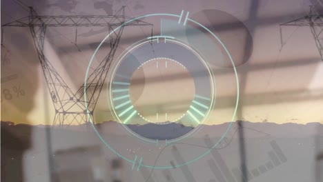 animación del procesamiento de estadísticas a través de la red de energía