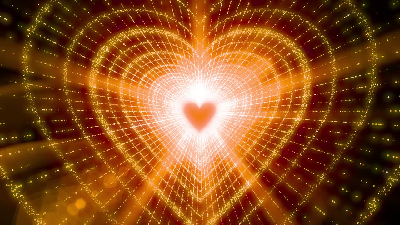 심장 모양 빛 빛 스트로크 네온 박이는 입자 루프 애니메이션