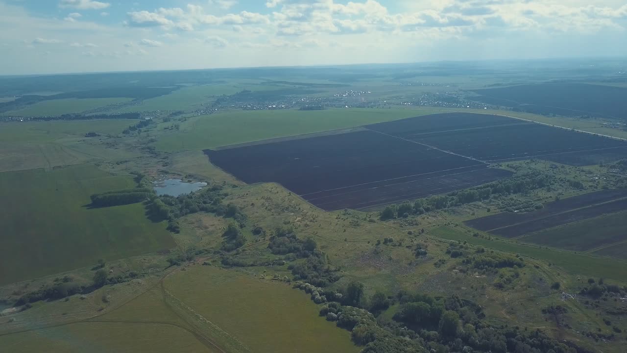 농촌 농지 풍경의 공중 사진