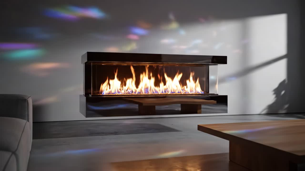 벽난로가 있는 현대적인 거실